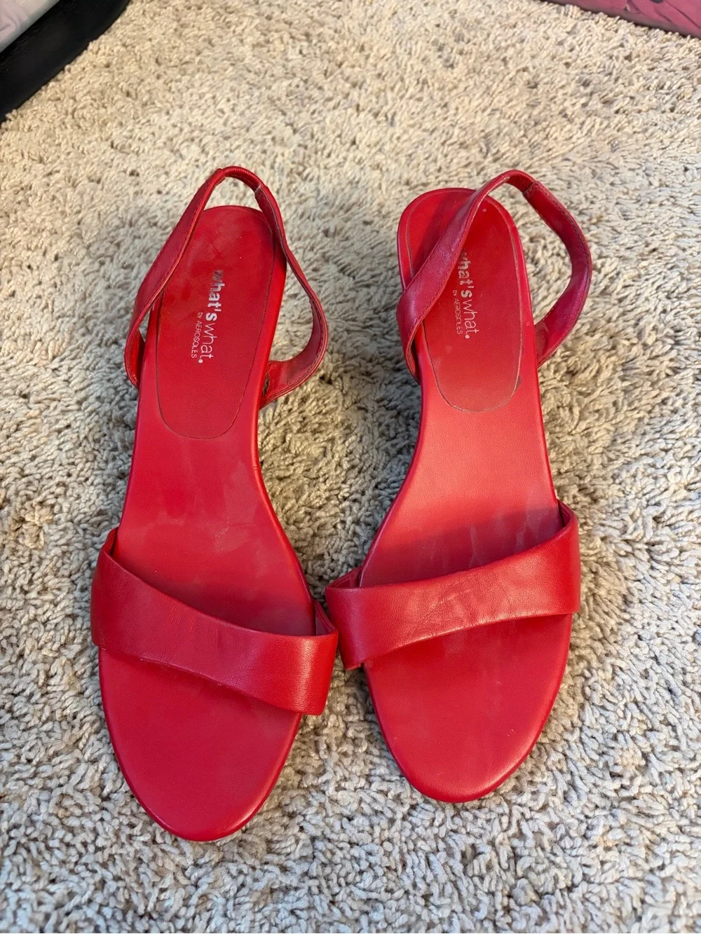 AEROSOLES Red Leather Slingback Sandals